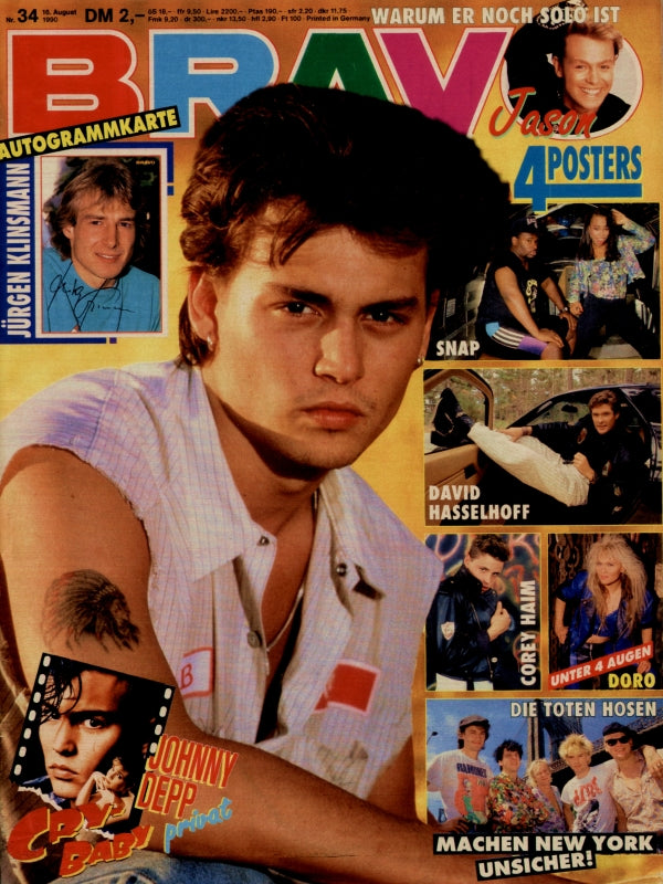 BRAVO Nr. 34 vom 16 août 1990 – Titelseite: Johnny Depp