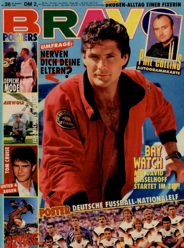 BRAVO Nr. 36 vom 30.08.1990 – Titelseite: David Hasselhoff
