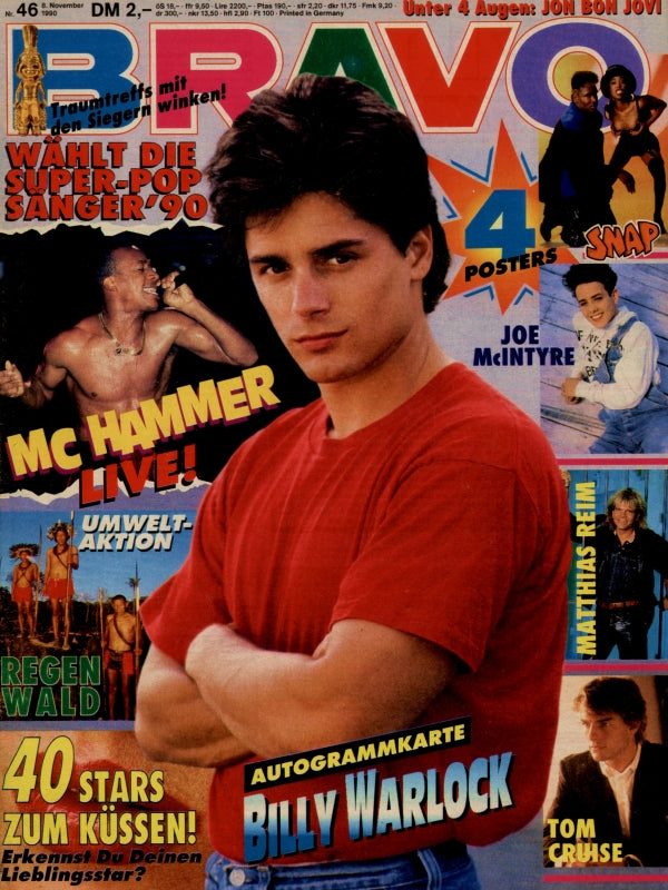 BRAVO Nr. 46 vom 8 novembre 1990 – Titelseite: Billy Warlock