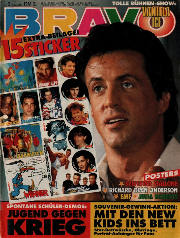 BRAVO Nr. 6 vom 31 janvier 1991 – Titelseite: Sylvester Stallone