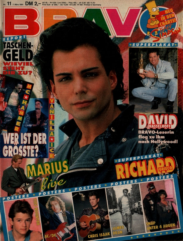 BRAVO Nr. 11 vom March 7, 1991 – Titelseite: Richard Grieco