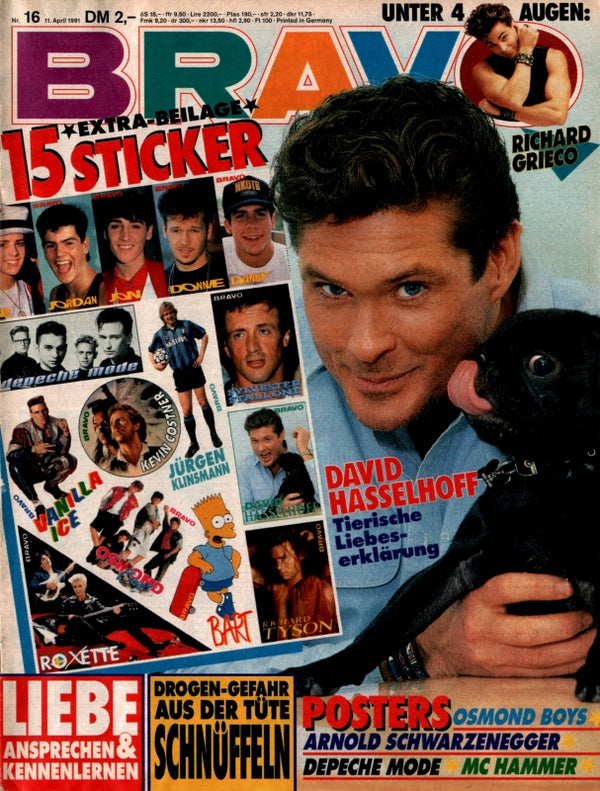 BRAVO Nr. 16 vom 11 avril 1991 – Titelseite: David Hasselhoff