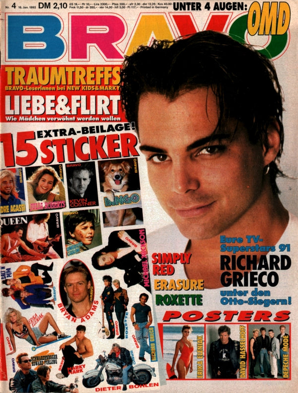 BRAVO Nr. 4 vom January 16, 1992 – Titelseite: Richard Grieco