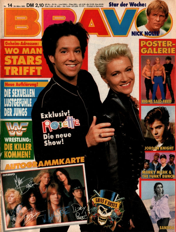 BRAVO Nr. 14 vom 26 mars 1992 – Titelseite: Roxette