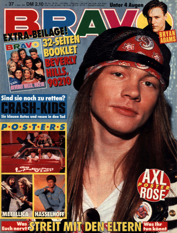 BRAVO Nr. 37 vom 03.09.1992 – Titelseite: Axl Rose