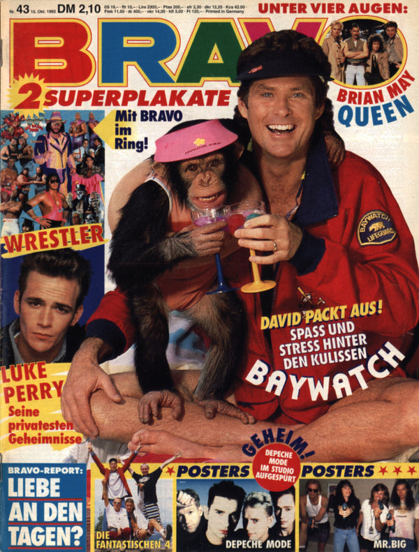 BRAVO Nr. 43 vom 15 octobre 1992 – Titelseite: David Hasselhoff