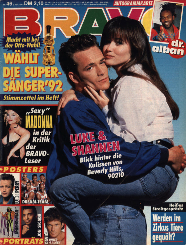 BRAVO Nr. 46 vom 5 novembre 1992 – Titelseite: Luc Perry, Shannen Doherty