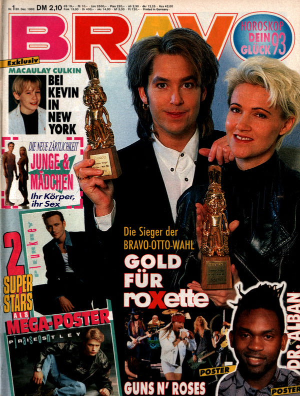 BRAVO Nr. 1 vom 30 décembre 1992 – Titelseite: Roxette