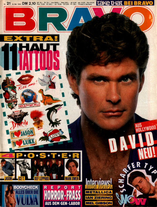 BRAVO Nr. 21 vom 19 mai 1993 – Titelseite: David Hasselhoff