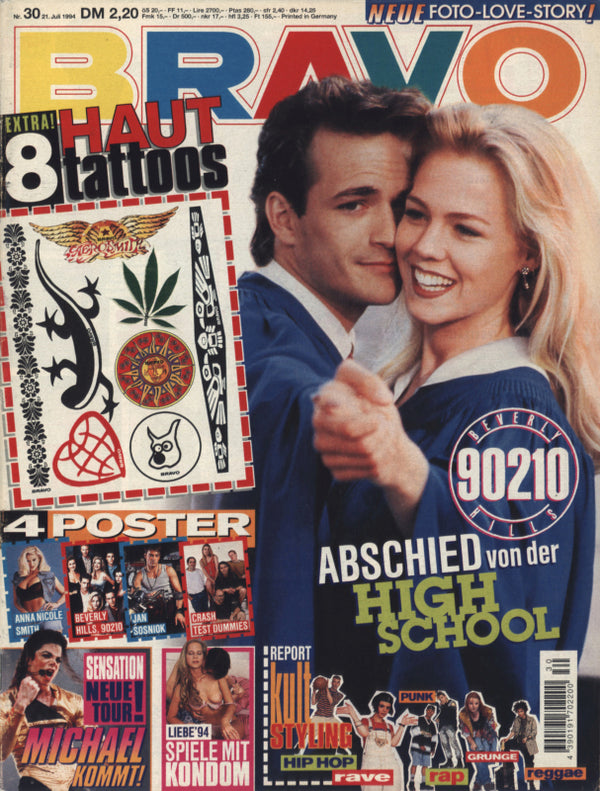 BRAVO Nr. 30 vom 21 juillet 1994 – Titelseite: Luc Perry, Jennie Garth