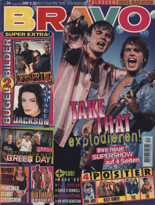 BRAVO Nr. 34 vom 17 août 1995 – Titelseite: Gary Barlow, Mark Owen