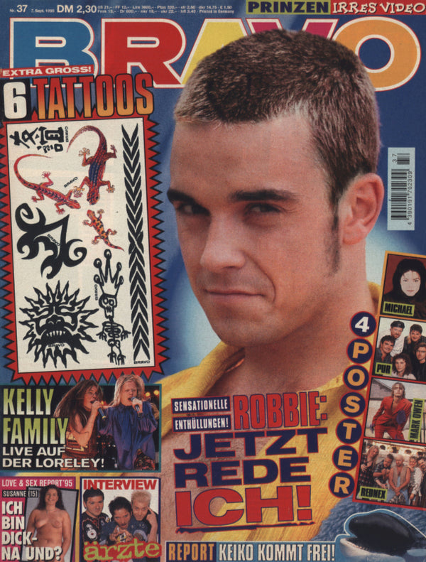 BRAVO Nr. 37 vom 07.09.1995 – Titelseite: Robbie Williams