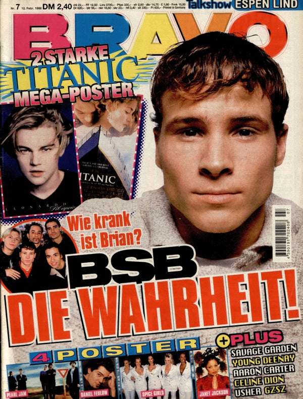 BRAVO Nr. 7 vom 12 février 1998 – Titelseite: Brian Littrell