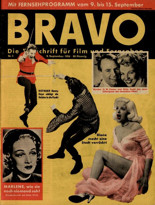 BRAVO Nr. 3 vom 09.09.1956 – Titelseite: Marlène Dietrich, Diane Dors