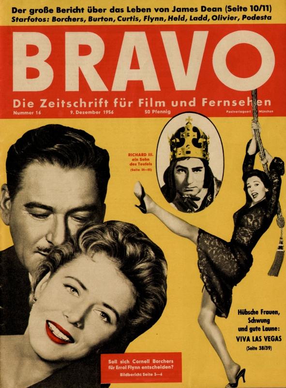 BRAVO Nr. 16 vom December 9, 1956 – Titelseite: Errol Flynn, Cornell Borchers