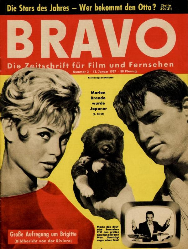 BRAVO Nr. 2 vom 13 janvier 1957 – Titelseite: Brigitte Bardot, Marlon Brando