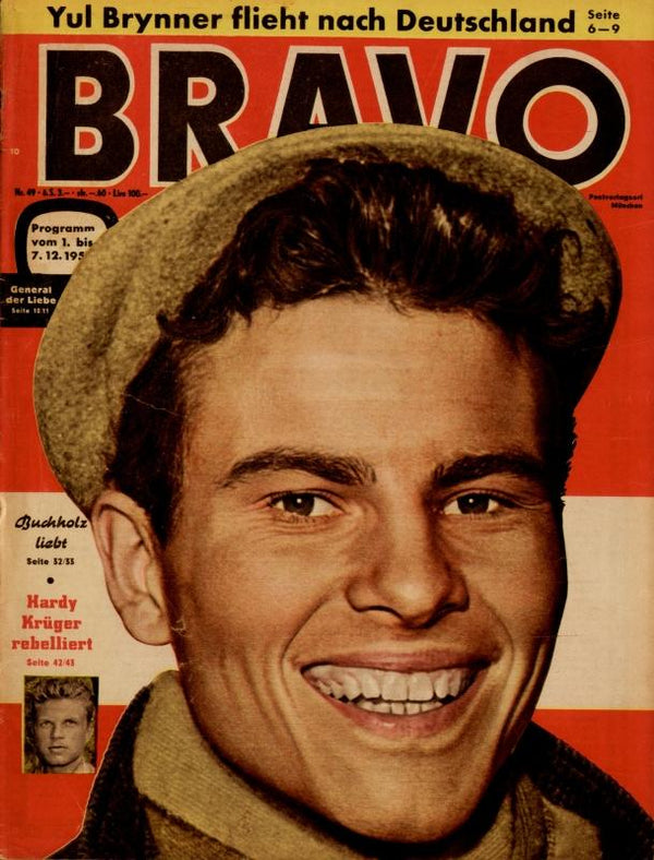BRAVO Nr. 49 vom 26 novembre 1957 – Titelseite: Horst Buchholz