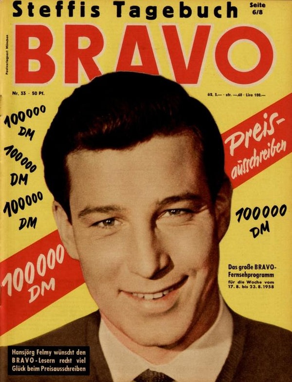 BRAVO Nr. 33 vom 12 août 1958 – Titelseite: Hansjörg Felmy