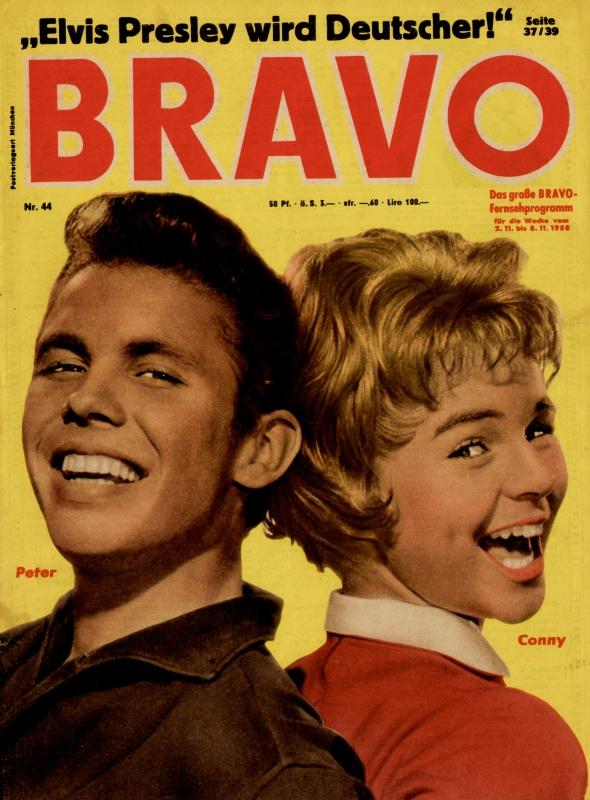 BRAVO Nr. 44 vom 28 octobre 1958 – Titelseite: Peter Kraus, Conny Froboess