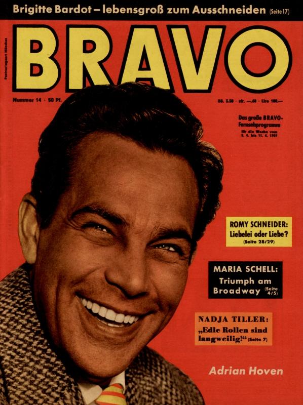 BRAVO Nr. 14 vom 31 mars 1959 – Titelseite: Adrien Hoven