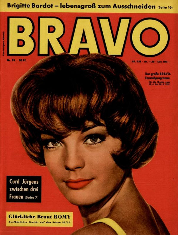 BRAVO Nr. 15 vom April 7, 1959 – Titelseite: Romy Schneider
