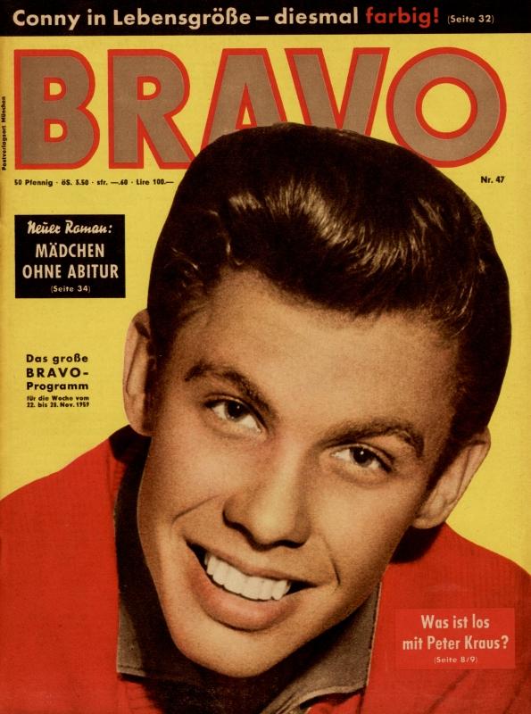 BRAVO Nr. 47 vom 17 novembre 1959 – Titelseite: Peter Kraus