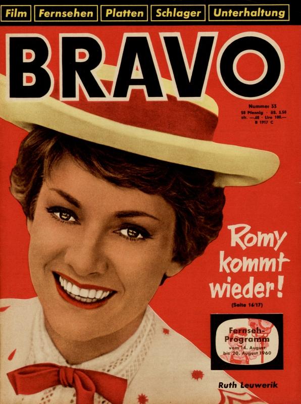 BRAVO Nr. 33 vom 09.08.1960 – Titelseite: Ruth Leuwerik