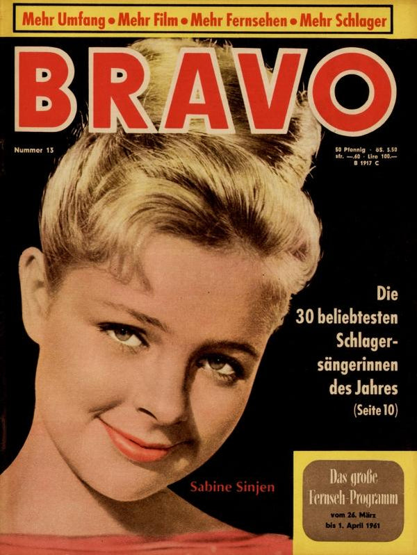 BRAVO Nr. 13 vom 21 mars 1961 – Titelseite: Sabine Sinjen