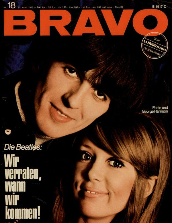 BRAVO Nr. 18 vom 25 avril 1966 – Titelseite: George Harrison, Patti Harrison