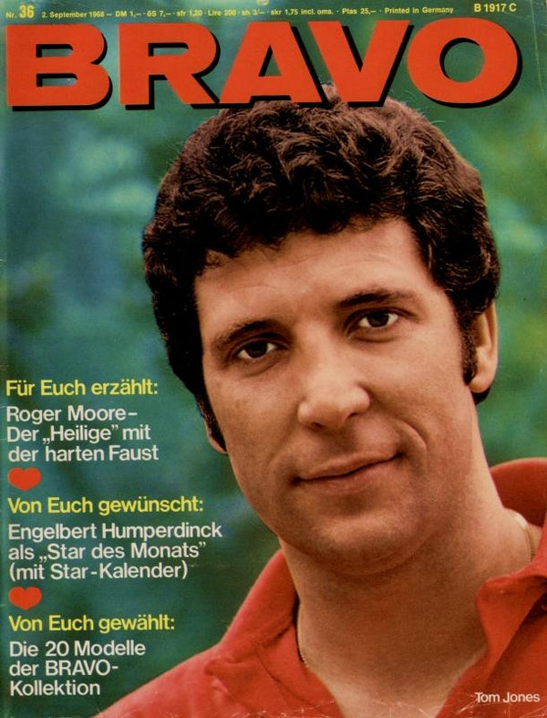 BRAVO Nr. 36 vom 2 septembre 1968 – Titelseite: Tom Jones