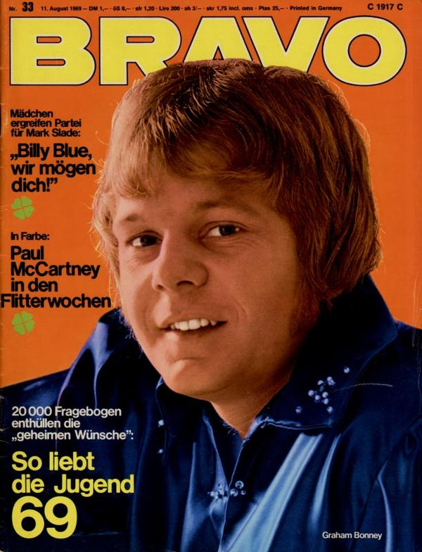 BRAVO Nr. 33 vom August 11, 1969 – Titelseite: Graham Bonney