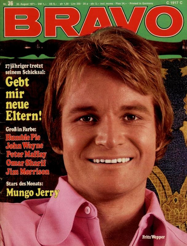 BRAVO Nr. 36 vom 30 août 1971 – Titelseite: Fritz Wepper