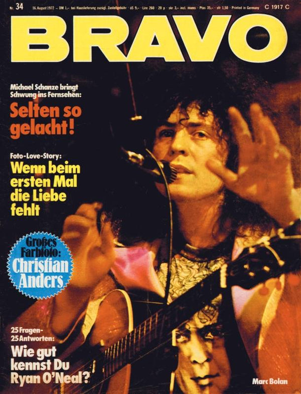 BRAVO Nr. 34 vom 16 août 1972 – Titelseite: Marc Bolan