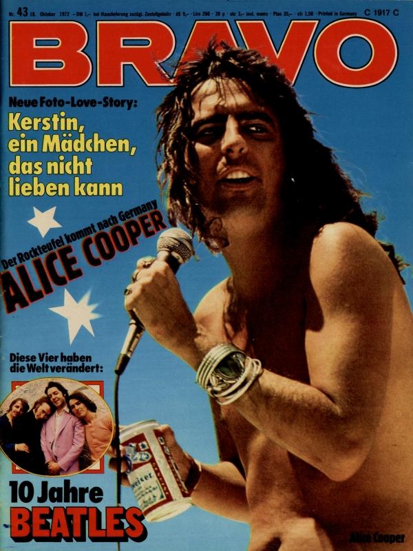 BRAVO Nr. 43 vom 18.10.1972 – Titelseite: Alice Cooper