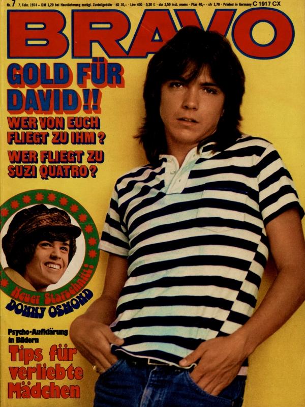 BRAVO Nr. 7 vom 7 février 1974 – Titelseite: David Cassidy
