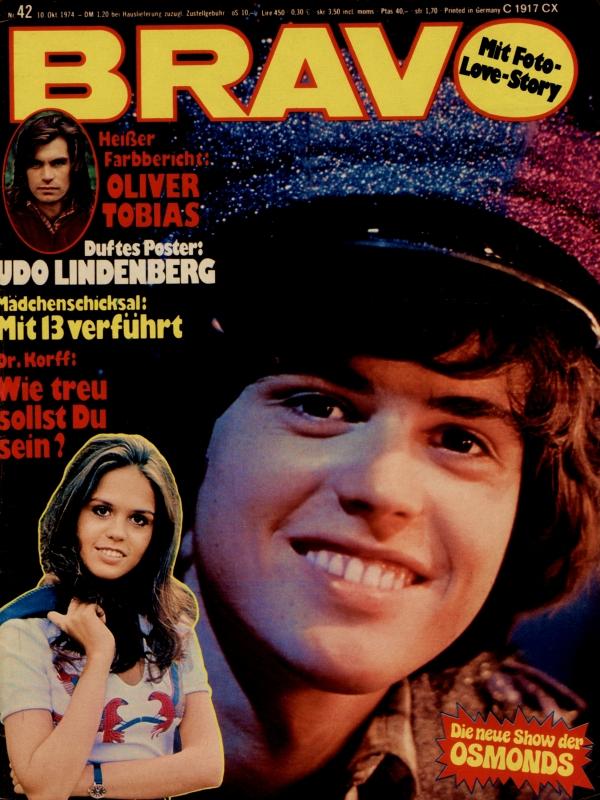 BRAVO Nr. 42 vom 10.10.1974 – Titelseite: Donny Osmond