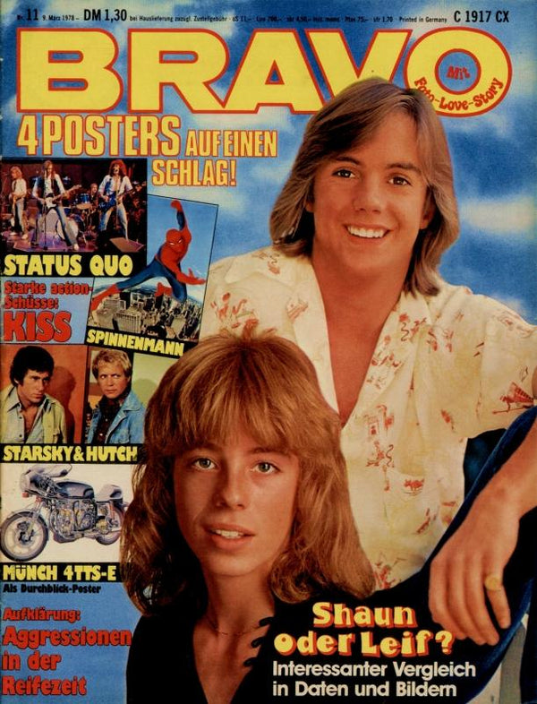 BRAVO Nr. 11 vom 9 mars 1978 – Titelseite: Shaun Cassidy, Leif Garrett