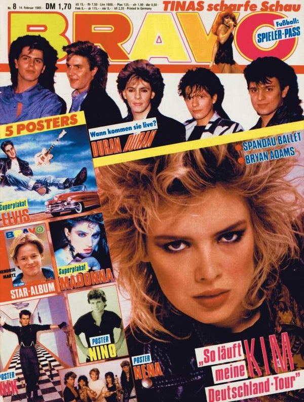 BRAVO Nr. 8 vom 14 février 1985 – Titelseite: Duran Duran, Kim Wilde
