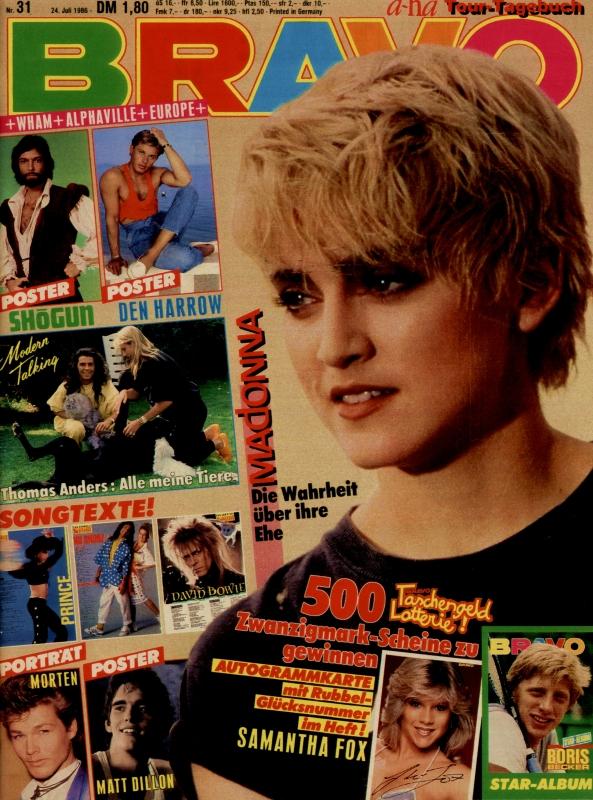 BRAVO Nr. 31 vom 24 juillet 1986 – Titelseite: Madone