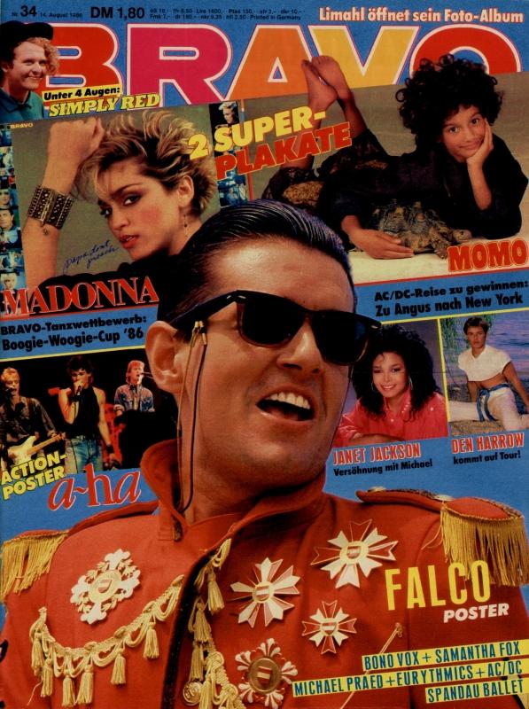 BRAVO Nr. 34 vom 14 août 1986 – Titelseite: Falco