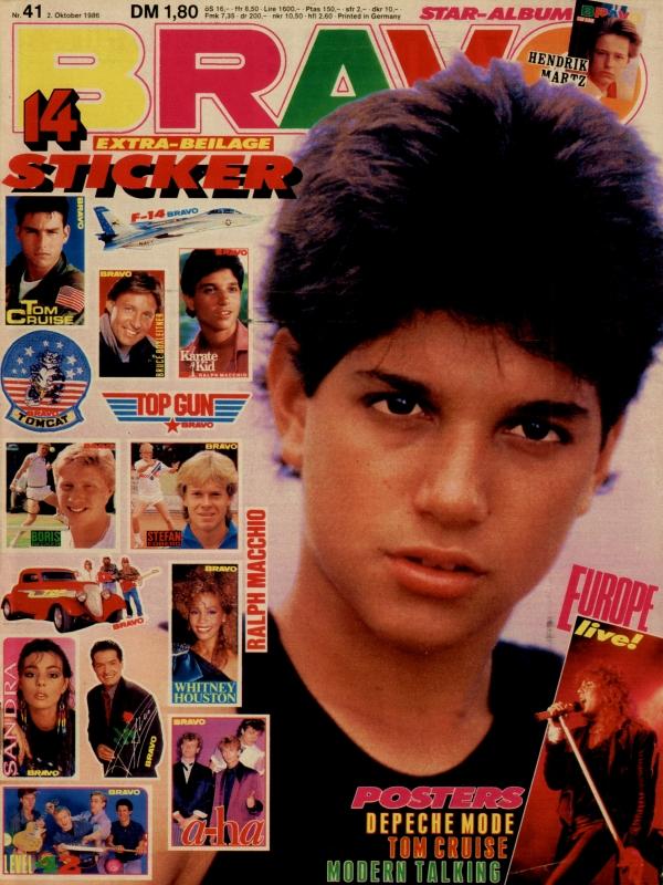 BRAVO Nr. 41 vom 2 octobre 1986 – Titelseite: Ralph Macchio