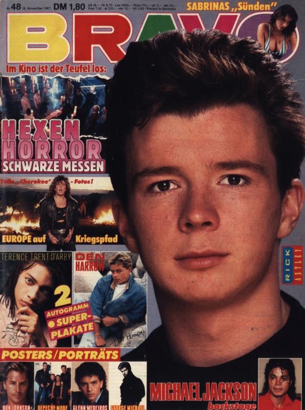 BRAVO Nr. 48 vom 19.11.1987 – Titelseite: Rick Astley