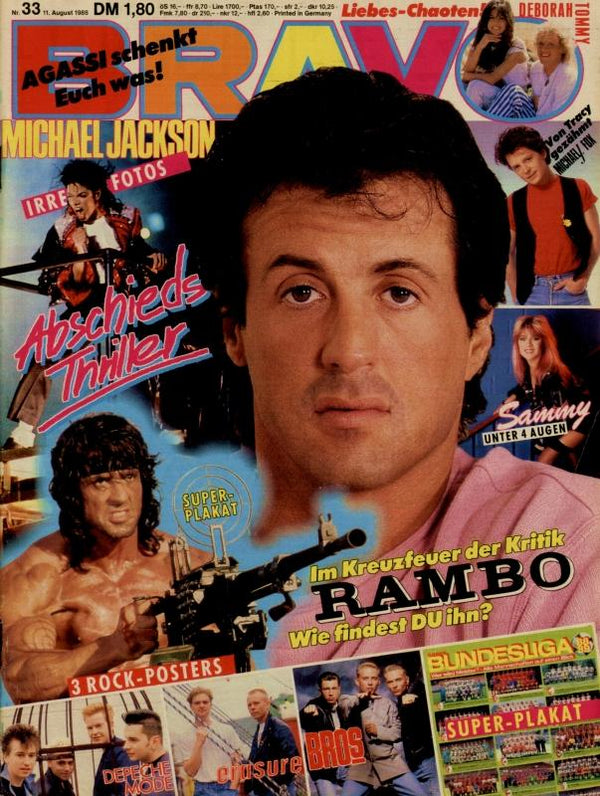 BRAVO Nr. 33 vom 11 août 1988 – Titelseite: Sylvester Stallone