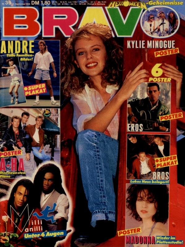 BRAVO Nr. 39 vom September 22, 1988 – Titelseite: Kylie Minogue