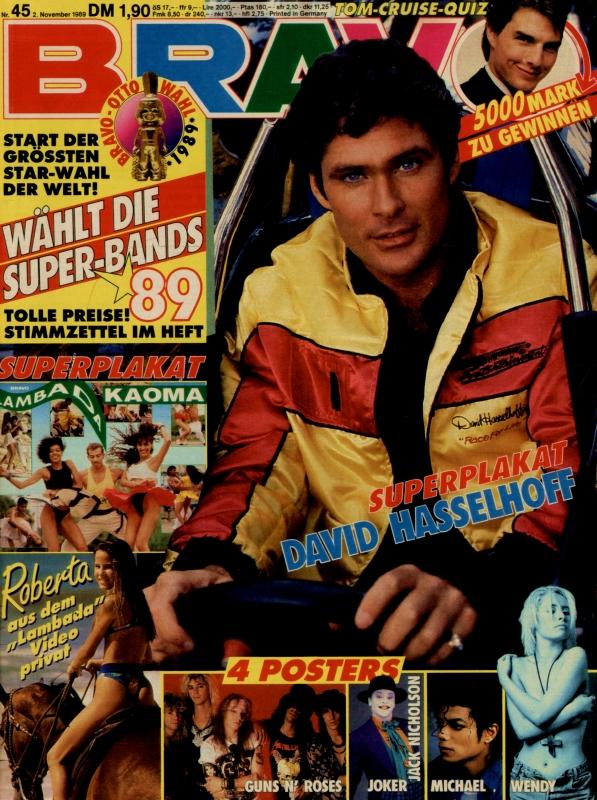 BRAVO Nr. 45 vom 2 novembre 1989 – Titelseite: David Hasselhoff